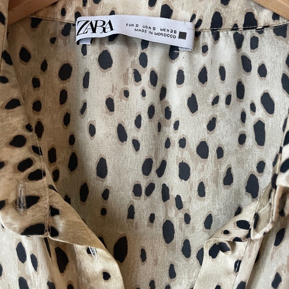 Zara Cheetah Print Silk Button Down Blouse - Picture 4 of 4